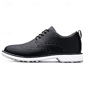 economico Scarpe da Golf da Uomo-scarpe da golf brogue bianche da uomo: resistenti sneakers in similpelle con lacci e dettagli traforati per gli appassionati di golf e sport