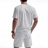 cheap Men&#039;s Tee Sets-Men&#039;s T-shirt Suits 2 Pieces Outfits Tee &amp; Shorts Short Sleeve Crew Neck Summer Plain Fashion Casual 2 Piece Vacation Daily Wear Going out Black White Royal Blue Top Tee for Men