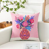 levne květinový a rostlinný styl-Dekorativní povlak na polštář váza tulipánů 1PC měkký čtvercový povlak na polštář pro ložnici obývací pokoj pohovku křeslo