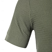 preiswerte Klassisches Poloshirt für Herren-Herren Polo Strick-Polopullover Geschäft Lässig V Ausschnitt Kurzarm Formell Linien / Wellen Neuheit Sommer Ganzjahres Schwarz Weiß Armeegrün Beige Kaffee Polo