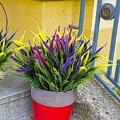 economico Piante e Fiori Artificiali-6 mazzi di fiori artificiali per esterni - piante finte in plastica resistenti ai raggi UV, arbusti e piante finte - fioriere per esterni, da giardino, da finestra, da veranda, per interni (colori