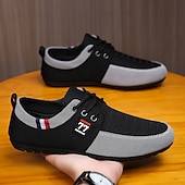 abordables Chaussures Décontractées à Lacets-Baskets décontractées bicolores en tricot pour hommes – Chaussures de sport à lacets en nylon respirant pour un usage quotidien