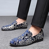 baratos Sapatilhas e Mocassins para Homem-mocassins masculinos bordados com flores roxas – sapatos de veludo elegantes para bailes de formatura e eventos formais