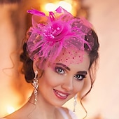 abordables Tocados-Tocados, sombrero de malla con flores para fiesta de té, tocado, velo, diadema para mujer, fiesta, boda