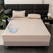 abordables Parures de draps-Protector de matelas imperméable Matelas matelassé Housse de matelas ajustée Protéger le lit Housse de lit épaisse Antidérapante Draps ajustés avec poche profonde Silencieux Hypoallergénique