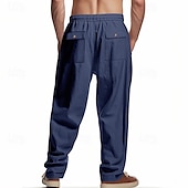 economico Classico-Per uomo Pantaloni di Lino Pantaloni Pantaloni Estivi Pantaloni da Spiaggia Tasca Coulisse Elastico in vita Semplice Comodità Traspirante Vacanza Quotidiano Ferie Hawaiano Boho Nero Bianco
