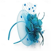 billiga Hattar och fascinators-fascinators hatt för kvinnor teparty headpiece bröllop cocktail blomma mesh fjädrar hårklämma 20-tal flapper fascinators