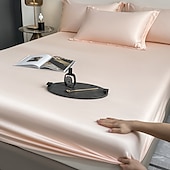 abordables Parures de draps-Drap-housse en soie glacée pièce unique housse de lit en soie glacée d&#039;été protège-matelas Simmons ensemble de trois pièces