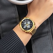 abordables Relojes digitales-Reloj Electrónico LED de Acero Inoxidable Completo para Hombre SKMEI Lujo de Doble Hora Cronógrafo Digital Reloj Deportivo Impermeable