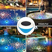 abordables Éclairage subaquatique-Lampes solaires sous-marines flottantes pour piscine, avec changement de couleur RVB, rechargeables, motif poisson, éclairage extérieur IP67 avec 6 modes d&#039;éclairage pour piscine creusée, jacuzzi,