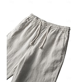 billiga Herrarnas Elite Shorts-herrshorts i 100 % linne enfärgad knälång utomhus casual daglig semester etnisk stil denim blå ljus khaki oelastisk
