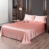 abordables Parures de draps-Drap en soie glacée Pièce unique Drap de satin Drap de soie cool Housse de coussin Ensemble de trois pièces