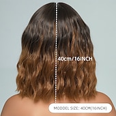 levne Syntetické trendy paruky-Syntetické paruky Kudrny Loose Curl Asymentrický střih Elegantní ofina na stroji Paruka 16&quot; A1 Umělé vlasy Dámské Roztomilý Klasické Pohodlné Tmavě hnědá
