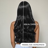 preiswerte Trendige synthetische Perücken-Synthetische Perücken Gewellt Lose Locken Stufenschnitt Tiefer Scheitel Maschinell hergestellt Perücke 24 Zoll A1 Synthetische Haare Damen Klassisch Bequem Hervorgehobenes / Balayage-Haar Schwarz