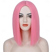 お買い得  トレンドの合成ウィッグ-女性用ブラックボブウィッグ、前髪なしショートストレートボブ、ミドルパート、肩までの長さの耐熱合成ウィッグ、毎日のパーティー、コスプレ、ハロウィンに