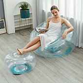 baratos Atividade ao Ar Livre-sofá inflável com lantejoulas sofá preguiçoso sofá-cama inflável para áreas externas com combinação de apoio para os pés sofá-cadeira transparente com lantejoulas adequado para camping e caminhadas