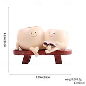 お買い得  花瓶＆バスケット-プランターポット樹脂製多肉植物置物、母と娘の読書デザイン、クリエイティブな家庭菜園の装飾、かわいいミニ植木鉢、屋内屋外多肉植物プランター装飾