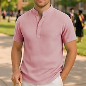 economico Camicie Popover da Uomo-Per uomo Camicia di laurea Maglietta da laureato Maglietta della classe del 2025 Maglia Senior Camicia popover Camicia Estiva Nero Bianco Rosa Blu marino Blu Manica Corta Classico Colore Solido