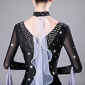 billiga Danskläder till ballroom-dans-elegant ballroom dansklänning kvinnors prestanda valsdansklänning långärmad strass moderna danskläder kostymer