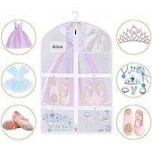 baratos Saco de Roupa &amp; Capa-Bolsa para roupas de dança, capa para roupas penduradas em peva espessada com 7 bolsos com zíper, bolsa para terno extra longa, transparente e à prova de poeira para armazenamento em armário ou viagem