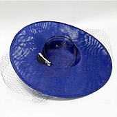 billiga Fascinatorer-Huvudbonad Sinamay Fedora Hatt Bröllop Aftonfest Teaparty Hästkapplöpning Cocktail Vintage Söt Med Fjäder Huvudsmycke Huvudbonad