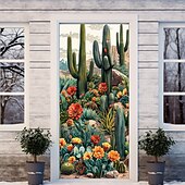 cheap Garage &amp; Door Banners-Cinco de Mayo Door Decorations Mexico Art Door Covers Cactus Door Tapestry Door Curtain Decoration Backdrop Indoor/Outdoor Door Banner for Front Door Farmhouse