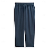 baratos Feriado-Homens Calças de linho Calças Calça verão Calças largas Calças de praia Com Cordão Cintura elástica Perna reta Tecido Conforto Respirável Comprimento total Casual Diário Feriado Férias Moda Branco