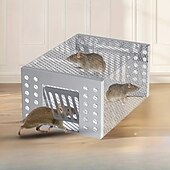 levne Podpora a péče o zvířata-ultra odolná železná klec na myš - klec, která přitahuje myši design jednosměrných dveří pouze dovnitř a ven stříbrný