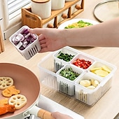 cheap Kitchen Utensils &amp; Gadgets-6-in-1 Refrigerator Storage Bin with Lid - Dust-ProokPreservation &amp; Drainage Box for Onions, Garlic, Fruits&amp;More