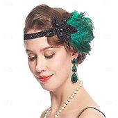 olcso Kiegészítők és még sok más-1920-as évek A nagy Gatsby Flapper fejpánt Gyöngyös karkötő Fülbevaló A nagy Gatsby Toll Retro Csillogó glitter Kristály / Strassz Női Farsang Valentin nap Álarcos mulatság Party estélyi viselet
