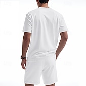 cheap Men&#039;s Tee Sets-Men&#039;s T-shirt Suits 2 Pieces Outfits Tee &amp; Shorts Short Sleeve Crew Neck Summer Plain Fashion Casual 2 Piece Vacation Daily Wear Going out Black White Royal Blue Top Tee for Men
