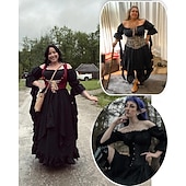 economico Vestiti-Retrò Vintage Rococò Punk &amp; Gotico Vestito Abito ispirato alla Reggenza Manica a Campana Manica a Palloncino Vichingo Elfico Costume Per donna Celtico Costumi da pirata Fantasia Halloween Carnevale