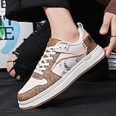 preiswerte Sneaker für Herren-Modische Herren-Sneaker – Retro-inspirierte Muster, Kunstledermaterial, ideal für Freizeitausflüge und Abenteuer in der Stadt