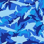 billiga Ocean Print-Herr Haj Rolig Havsvarelser Fodrade shorts 2 i 1 simshorts Badshorts Medium Midja Hawaiisk Semester Standkläder Sidfickor Med kompressionsfoder Elastisk dragsko i midjan Designer Kläder
