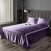 abordables Parures de draps-Drap en soie glacée Pièce unique Drap de satin Drap de soie cool Housse de coussin Ensemble de trois pièces