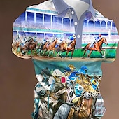 economico Festival-Derby del Kentucky Per uomo Cavallo Stampe Grafiche Polo Polo con revers Polo con bottoni Maniche Corte Magliette polo Collo ripiegato Sport Moda Streetwear All&#039;aperto Streetwear Quotidiano Weekend