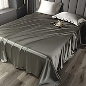 abordables Parures de draps-Drap en soie glacée Pièce unique Drap de satin Drap de soie cool Housse de coussin Ensemble de trois pièces