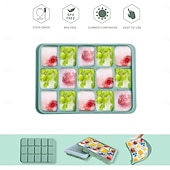 economico Stampi per cubetti di ghiaccio-vaschette per cubetti di ghiaccio, facili da rimuovere, 15 stampi per cubetti di ghiaccio in silicone flessibile con coperchio rimovibile, riutilizzabili, impilabili per whisky, alimenti per bambini,