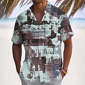 baratos Estampa Geométrica-Homens Geométrica Bloco de cor Camisa Social Camisa casual camisa de botão Manga Curta Moda Casual Férias Dia a Dia Feriado Verão Primavera Aberto para a Lateral Impressão 3D camisas de colarinho Um