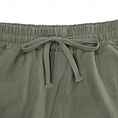 billiga Semester-Herr Capribyxor Linne Shorts Sommarshorts Beach Shorts Snörning Elastisk midja Slät Komfort Andningsfunktion Vadlängd Utomhus Dagligen Strand Semester Mode Svart Vit