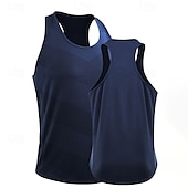 billiga Gym-toppar-Herr Linne Undertröjor Ärmlös tröja Ärmlös Rund halsringning Sommar Slät Mode Designer Semester Gata Utekväll Svart Rubinrött Blå Topp t-shirt för män