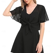voordelige Bruiloftsomslagen-Vrouwen Wikkel Elegante Zonnebescherming Korte Mouw Chiffon Bruiloft Wikkels Met Effen Kleur Voor Bruiloft Zomer