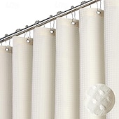 abordables Cortinas de ducha-Cortinas de ducha de tela gruesa texturizada de waffle Resistente a la humedad Forro con ganchos de acero inoxidable Calidad de lujo hotelera Verde salvia 180cm*180cm(70&quot;*70&quot;)