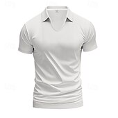 economico magliette di base-Per uomo Maglietta Camicia a Maniche Corte Manica Corta Scollo a V Bavero Primavera &amp; Autunno Semplice Moda Designer Sexy Vacanza Streetwear Uscire Aalbicocca Bianco Grigio chiaro Maglietta Top per
