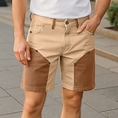 preiswerte Draussen-Herren Cargo-Shorts Outdoor Shorts Bermudashorts Strandshorts Freizeitshorts Tasche Gerader Schnitt Farbblock Atmungsaktiv Feuchtigkeitsableitend Knielang Arbeit Lässig Täglich Mode Streetwear Khaki