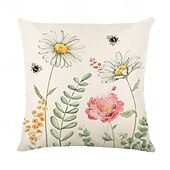 お買い得  花と植物のスタイル-花のデコラティブトスピロー カバー 4個 ソフトなスクエアソファクッションカバー 枕カバー 寝室 居間 ソファ チェア用