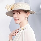 ieftine Pălării Party-pălării melon din fibră / pălărie cloș pălărie de găleată pălărie de paie nuntă ceai nuntă elegantă cu bowknot căciulă pentru cap