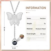 baratos Para mulheres-colar de projeção de fotos personalizado, o melhor presente personalizado para mãe, esposa ou namorada, formato de borboleta com foto e pedra de projeção, perfeito para o dia das mães, dia dos namorados, natal, aniversário