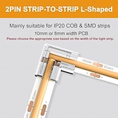 cheap LED Accessories-COB LED Strip Connectors 8mm 10mm 2 Pin COB LED Strip Connectors 10PCS 20PCS I-Shaped L-Shaped Board to Board Corner Connectors Transparent and Gapless LED Tape Light Connectors Suitable for DIY COB