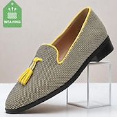 abordables Chaussures en Tissage Texturé-Homme Mocassins et Slip On Mocassins de confort Nylon Microfibre Confortable Antidérapantes Mocassins Noir / Jaune